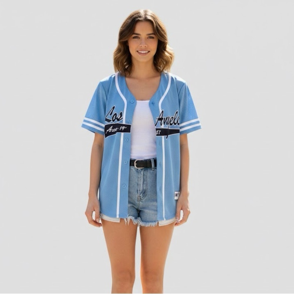 Aeropostale Blue and White Jersey | XS